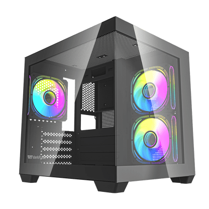 Darkflash C275P M-ATX Full View Dual Tempered Glass Gaming Case Pre-install 5 ARGB Fans