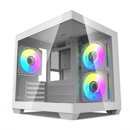 Darkflash C275P M-ATX Full View Dual Tempered Glass Gaming Case Pre-install 5 ARGB Fans