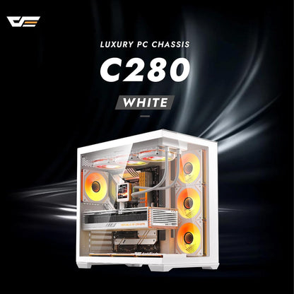 Darkflash C280 ATX 270° Tempered Glass Gaming Case Pre-install 6xARGB Fans
