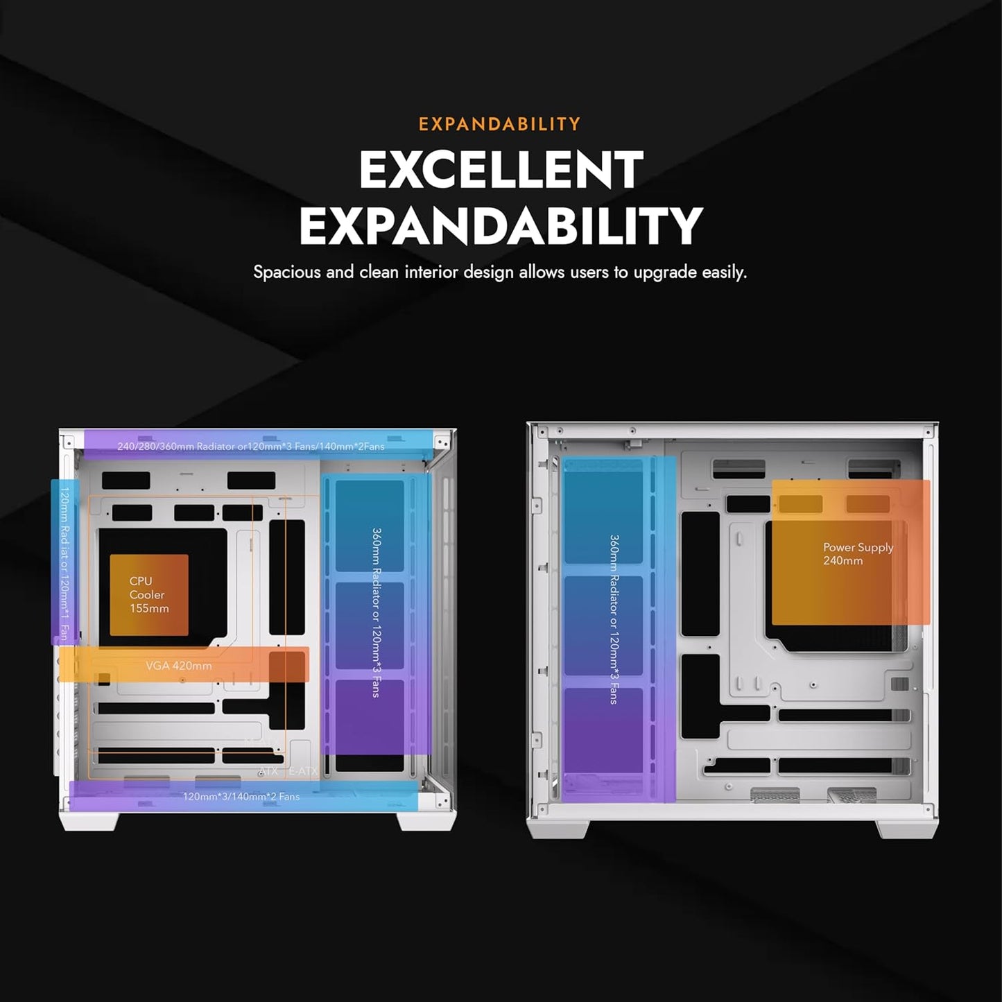 Darkflash C280 ATX 270° Tempered Glass Gaming Case Pre-install 6xARGB Fans