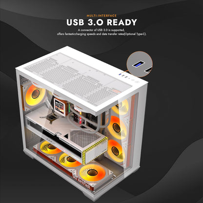 Darkflash C280 ATX 270° Tempered Glass Gaming Case Pre-install 6xARGB Fans